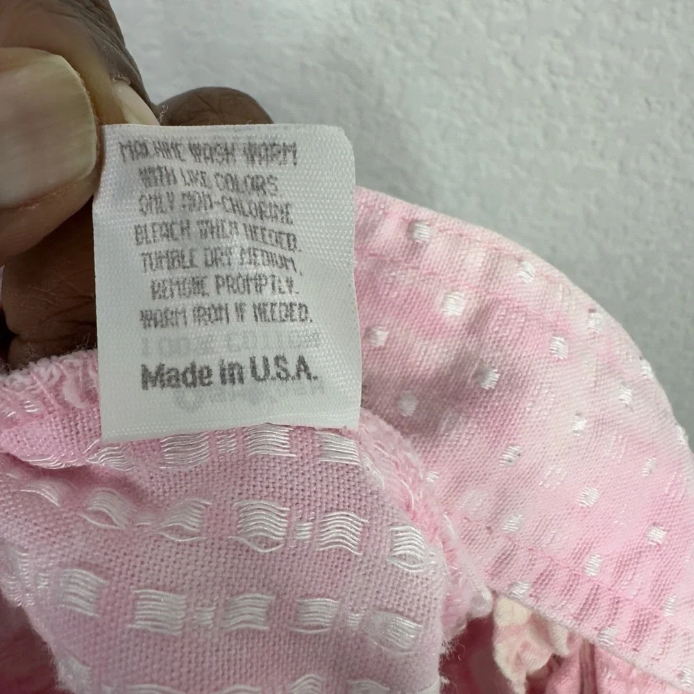 OshKosh B'Gosh Overall Shorts Girls 18M Pink Plaid Boucle VTG Made in USA Romper